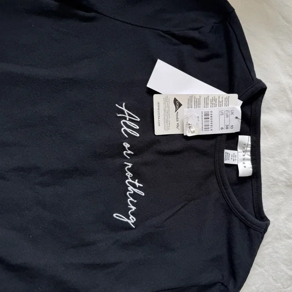 Black Crop Top with Script - Picture 5 of 7